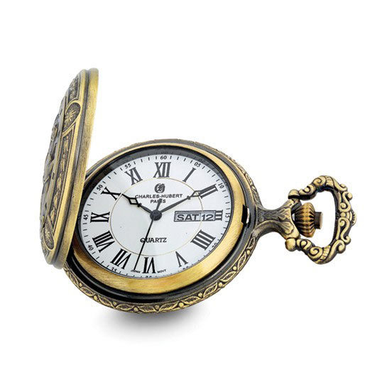 Charles Hubert Two-tone Brass Train Pocket Watch