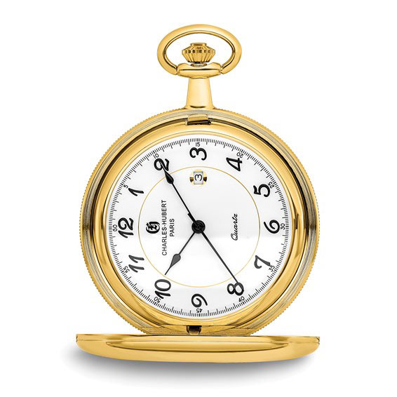 Charles Hubert Gold-tone Brass Pocket Watch with Date White Dial