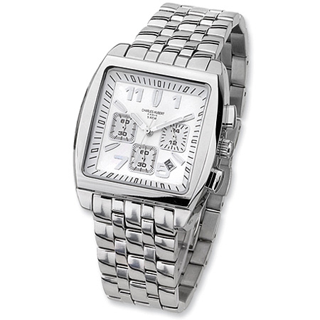 Charles Hubert Stainless Steel White Dial Chronograph Watch 3697