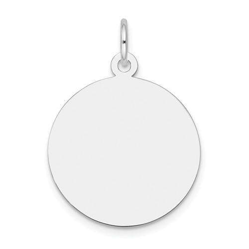 14k White Gold Round Engravable Pendant 3/4in