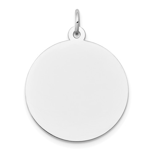 14k White Gold Round Engravable Pendant 7/8in