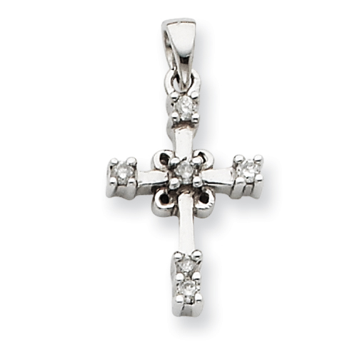 14kt White Gold 9/16in Diamond Cross Pendant