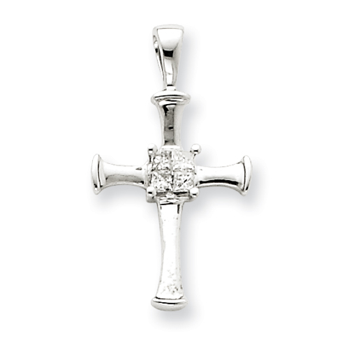 14kt White Gold 5/8in Diamond Cross Pendant