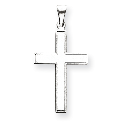 14kt White Gold Florentine Cross Pendant 1in