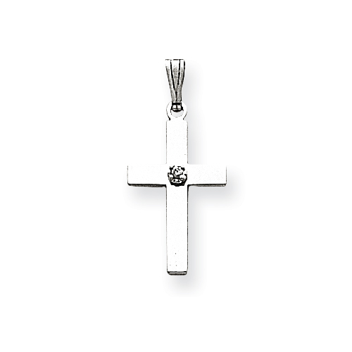 14k White Gold Latin Cross with Diamond Accent 11/16in