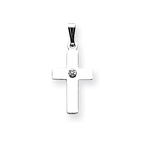 14kt White Gold 11/16in .01ct. Diamond Cross Pendant