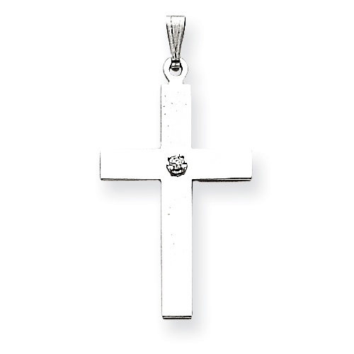 14k White Gold .02 ct Diamond Cross Pendant 1in
