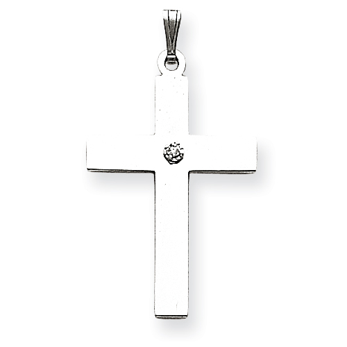 14kt White Gold 1 1/8in .02ct. Diamond Cross Pendant