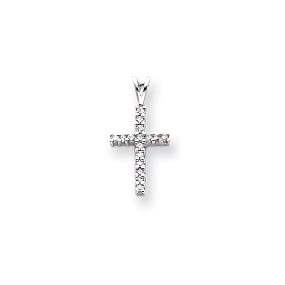 14k White Gold 1/6 ct Diamond Small Latin Cross Pendant