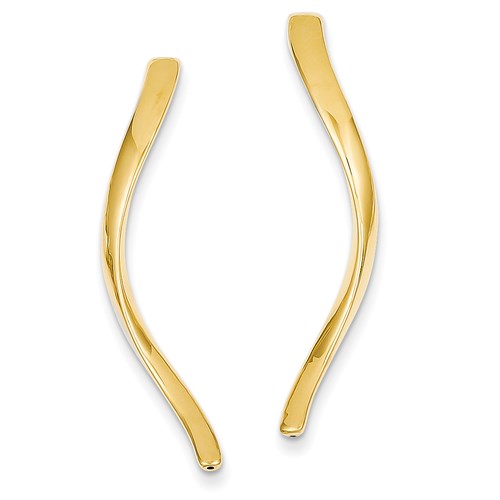 14k Yellow Gold Slender Curled Earrings 1.5in