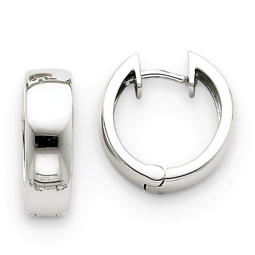 14kt White Gold 5/8in Round Huggie Hoop Earrings 5.5mm