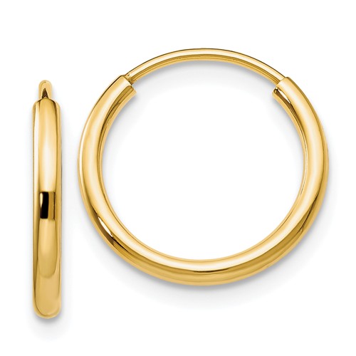 14k Yellow Gold 1/2in Endless Hoop Earrings 1.5mm