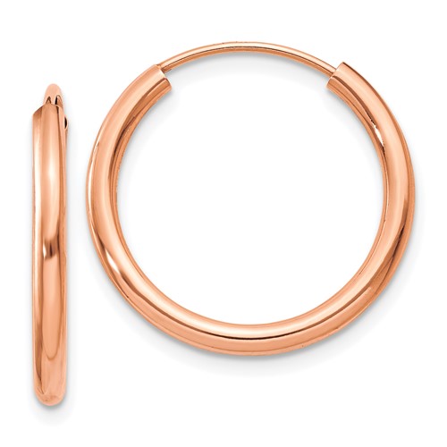 14k Rose Gold 3/4in Endless Hoop Earrings 2mm