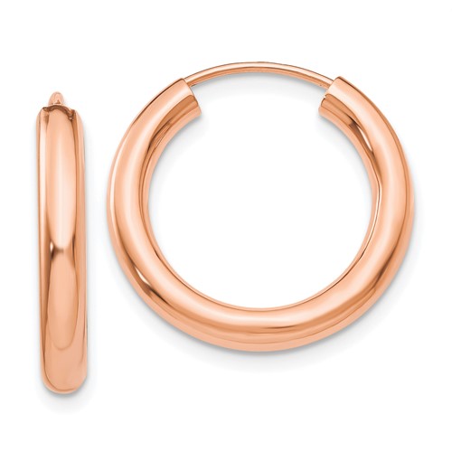 14k Rose Gold 3/4in Endless Hoop Earrings 3mm