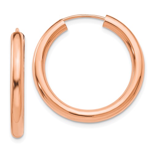 14k Rose Gold 1in Endless Hoop Earrings 3mm