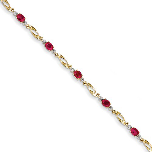 14kt Yellow Gold 2 ct tw Composite Ruby Bracelet with Diamond Accents