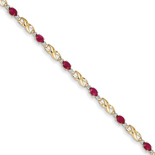 14kt Yellow Gold 2.2 ct tw Composite Ruby Diamond Accent Bracelet