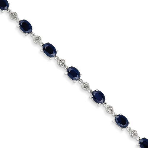 14kt White Gold 10.6 ct tw Sapphire Bracelet with Diamond Accents