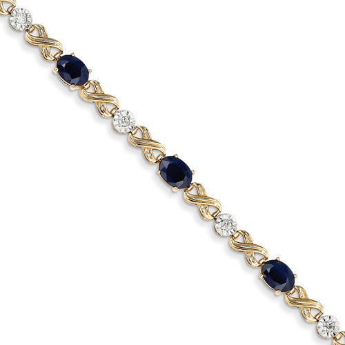 14kt Yellow Gold 4 ct tw Sapphire Bracelet with Diamond Accents