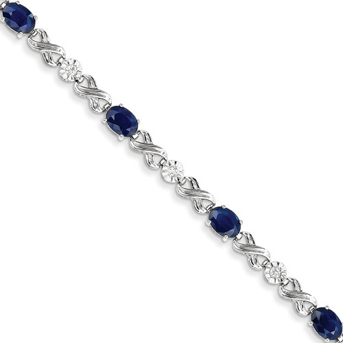 14kt White Gold 4 ct tw Sapphire Bracelet with Diamond Accents