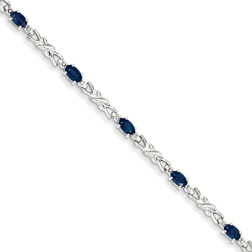 14kt White Gold 2.7 ct tw Sapphire Bracelet with Diamond Accents