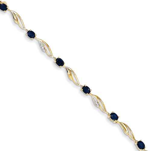 14kt Yellow Gold 2.4 ct tw Sapphire Bracelet with Diamond Accents