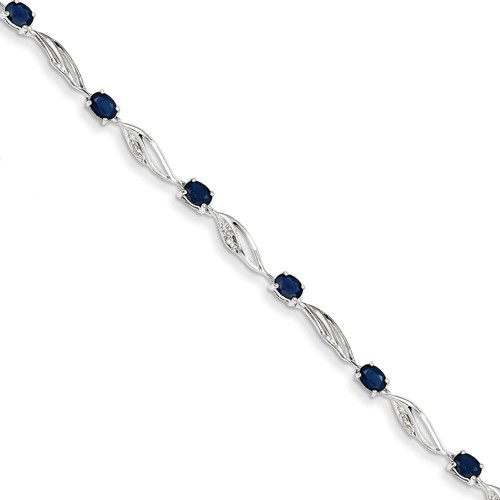 14kt White Gold 2.4 ct tw Sapphire Bracelet with Diamond Accents