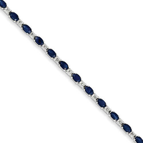 14kt White Gold 6.8 ct tw Sapphire Bracelet with Diamond Accents