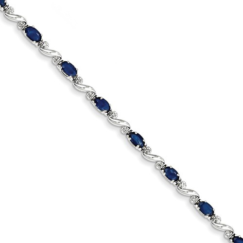 14kt White Gold 3.9 ct tw Sapphire Bracelet with Diamond Accents
