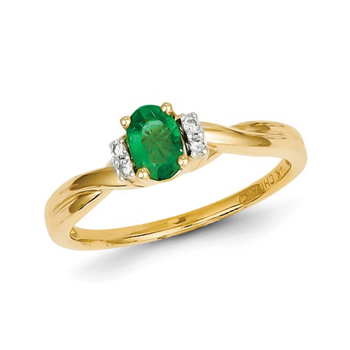 14kt Yellow Gold .47 ct tw Oval Emerald Ring with Diamonds