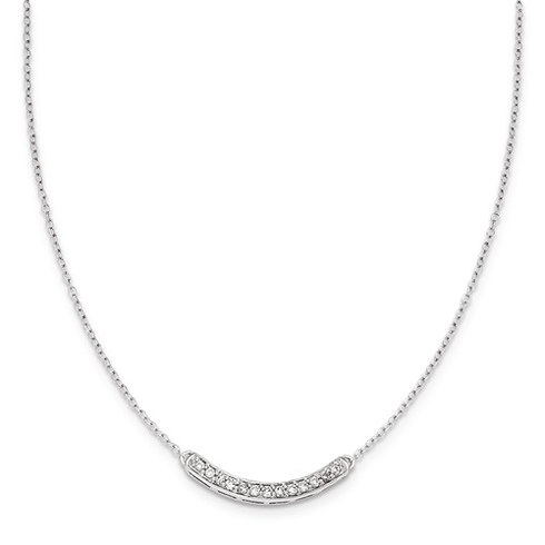 14kt White Gold 1/6 ct Diamond Curved Bar Necklace