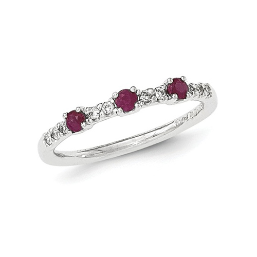 14kt White Gold 3/10 ct Ruby Stackable Ring with Diamonds