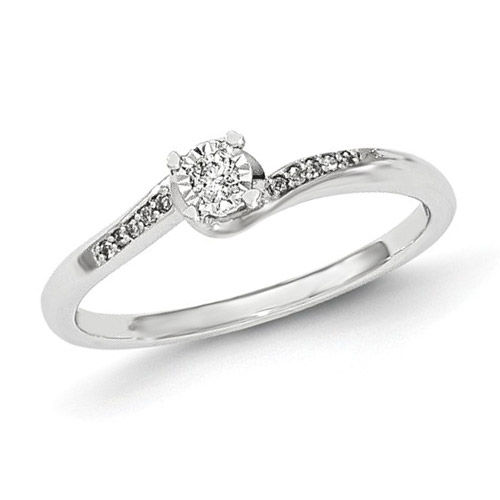 14k White Gold 1/12 ct Diamond Promise Ring Bypass Style