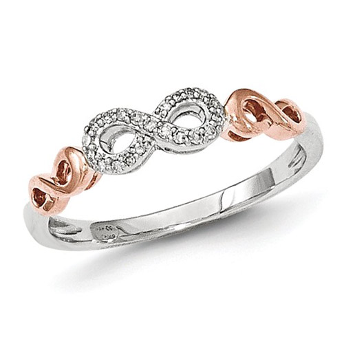 1/20 ct Diamond Infinity Promise Ring 14k White and Rose Gold