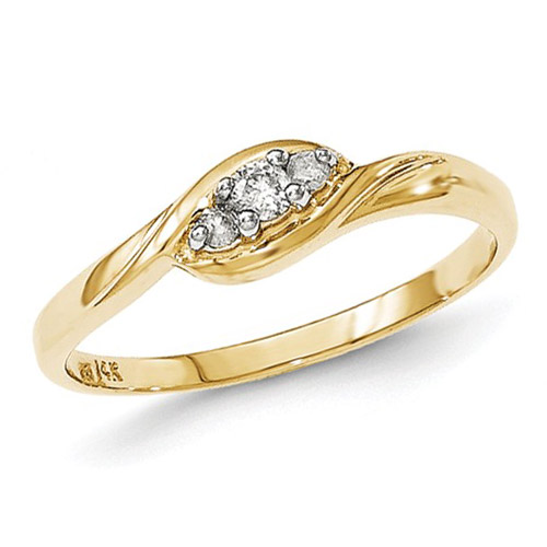 14k Yellow Gold 1/10 ct Diamond 3-Stone Promise Ring