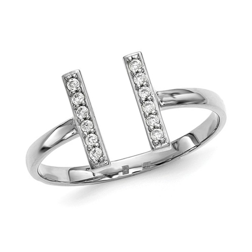 14kt White Gold 1/10 ct Diamond Staple Ring