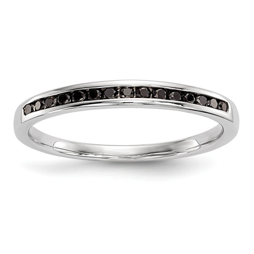14kt White Gold 1/6 ct Black Diamond Stackable Channel Ring