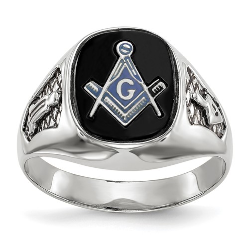 Oblong Blue Lodge Ring - 14kt White Gold