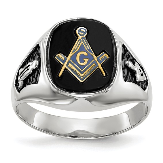 Oblong Blue Lodge Ring - 14kt White Gold