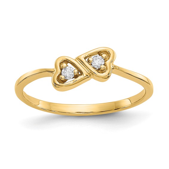 14kt Yellow Gold Promise Heart Ring with Diamond Accents