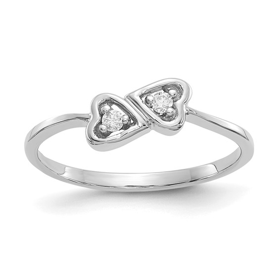 14kt White Gold Promise Heart Ring with Diamond Accents