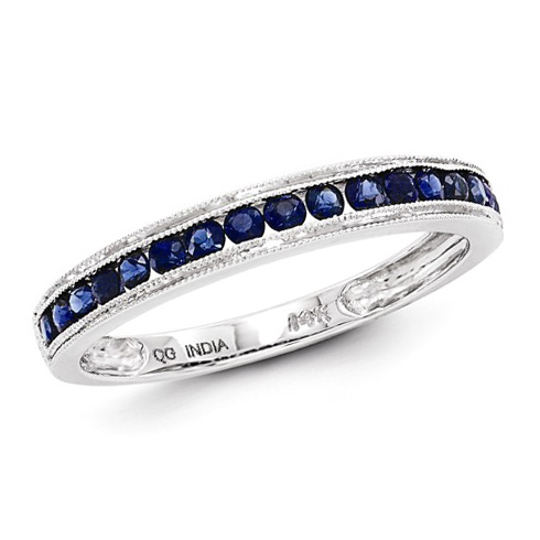 14kt White Gold 1/2 ct Sapphire Anniversary Milgrain Ring