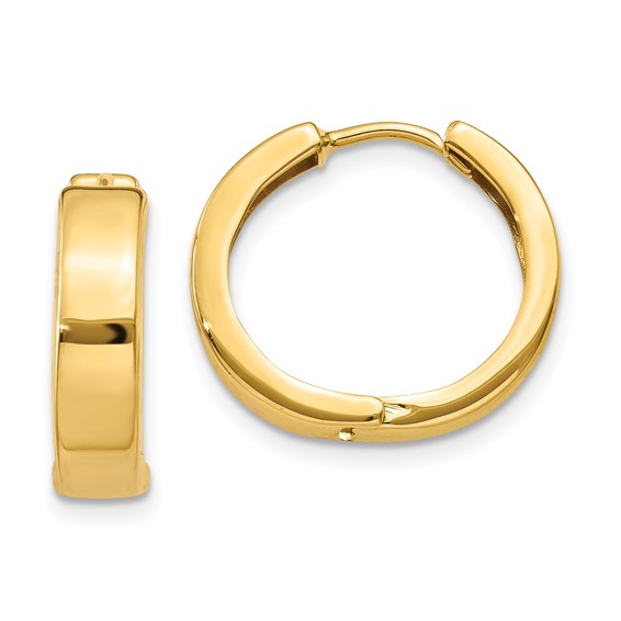 14k Yellow Gold 1/2in Hinged Huggie Hoop Earrings 4mm