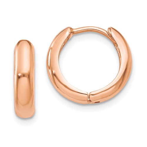 14k Rose Gold Hinged Round Hoop Earrings 1/2in