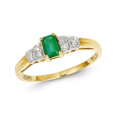 14kt Yellow Gold 1/4 ct Emerald Ring with Diamonds