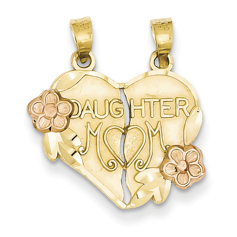 14kt Two-tone Gold Break Apart Mother and Daughter Pendant