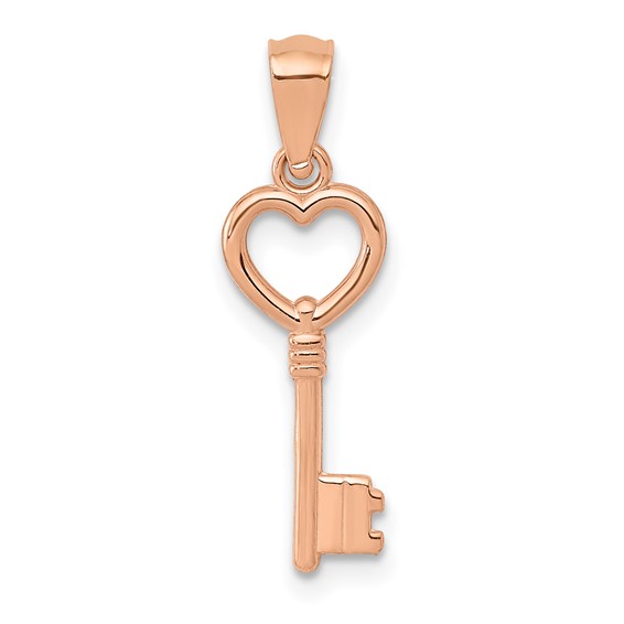 14kt Rose Gold 5/8in Heart Key Pendant