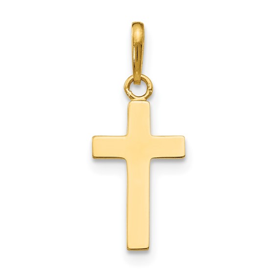 14kt Yellow Gold 5/8in Children's Smooth Cross Pendant