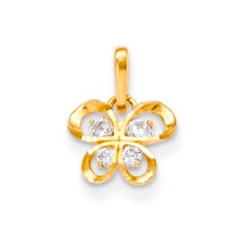 14kt Yellow Gold Children's Butterfly Pendant with Four CZs