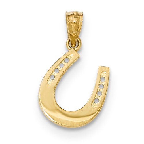 14k Yellow Gold Reversible Horseshoe Pendant 1/2in